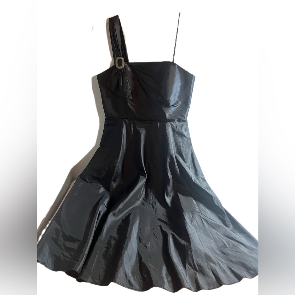 Eliza J New York One Shoulder Black Party Formal Dress Size 12 W/ Stud Accent